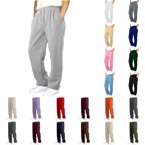 Boys Baggy Sweatpants Straight Leg Open Bottom Elastic Waist Athletic Joggers Casual Pants Sweat Pants with Pockets