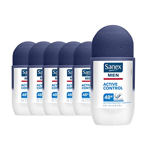 Sanex Men Active Control, Desodorante Hombre, Roll-on, Pack 6 Uds x 50 ml