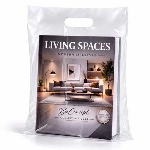 Infinite Pack 100 Clear Plastic Merchandise Bags with Handles 12'x15' | 1.25Mil Thick Glossy Retail Shopping Bags for Small Business Boutique Bag Clear Gift Bags for Shopping, Clothing and Trade Show