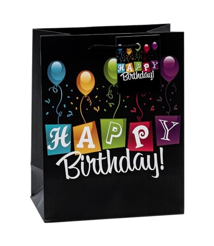 TSI Geschenktüten HAPPY BIRTHDAY SCHWARZ, 3er Packung, Größe: Mittel...