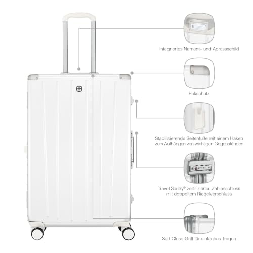 WENGER Loady L Hartschalenkoffer, 82 l Reisekoffer mit 4 Rollen, Weiß – Ansicht 5