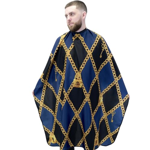 Barber Capes, Waterproof Hair Resistant, Adjustable Snap Closure, Fits All Neck Sizes, Professional, Unisex (Navy Blue Cape)