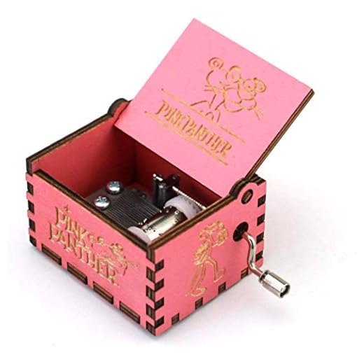 SIQI Rosa panter trä mini musiklåda 18 anteckningar handvev musikaliska gåvor samlingar heminredning för halloween jul födelsedag, spelar rosa pantertema (rosa)