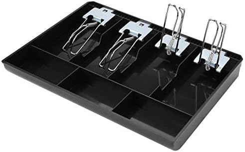 Miniatura 9 de Cajón de efectivo, bandeja de inserción de registro, caja de repuesto ABS para cajero de cuatro cajas con clip de metal para papel monedero y (negro)