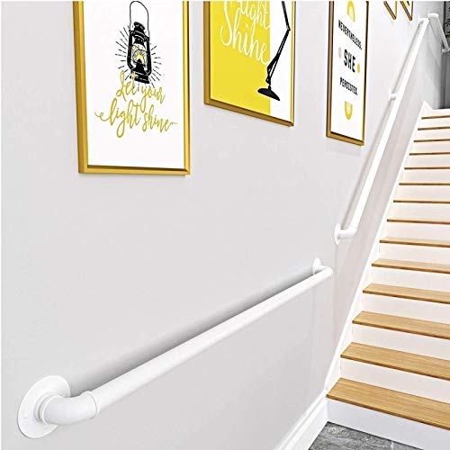 Garde-corps main courante escalier blanc de 450 cm avec support de fixation mural mural - 8