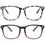 livho 2 Pack Blue Light Blocking Glasses, Computer Reading/Gaming/TV/Phones Glasses for Women Men,An