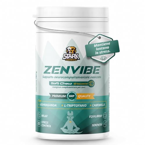 STARK Zenvibe Calmante per Cani – 60 Bocconcini (180 g) con valeriana, camomilla, L-triptofano e tè verde