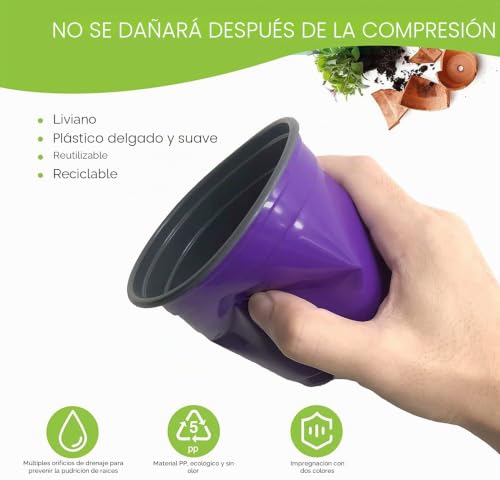 Miniatura 4 de Latern 50pcs 15cm Macetas De Plantas De Plástico, Morado Ligero Macetas De Inicio De Semillas Macetas De Plántulas De Vivero Contenedor De Plantas De Flores 15 X 13cm