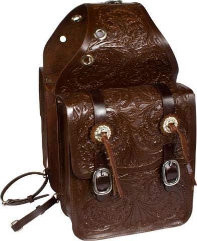 Horse Saddle Bag Cowhide Genuine Leather Western Equestrian Trail Tooling Carving Horse Saddle Bag Tooled Carved Pack Equipment Horse Saddle Bags Size: 10” L x 10” W x 3 ½” D inches, CRVD38