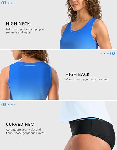 Image of G Gradual Tankini Tops for Women High Neck Swimsuits Swim Top Modest Bathing Suit Swimwear Tank Top only No Bottom
