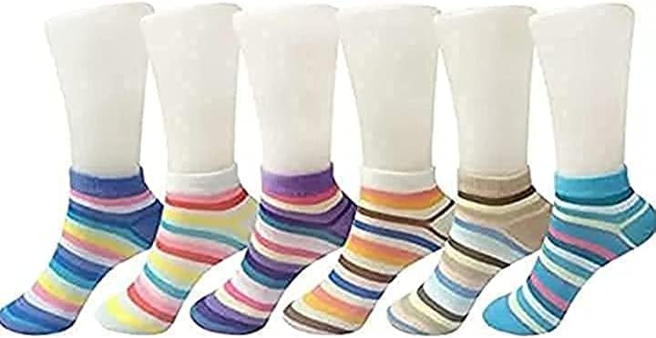 WONDERDEALSWomen's Cotton Colorful Ankle Socks | Women Striped Cotton Ankle Length Low Cut Socks