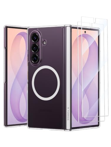 Image of TORRAS Magnetic Shockproof for SamsungGalaxy Z Fold 8 Ultra Case Slim Clear | 2x Screen Protector Included, Fit for MagSafe, 4X Military Grade Hinge Protection, Anti-yellowing Diamond for Fold 8 Ultra