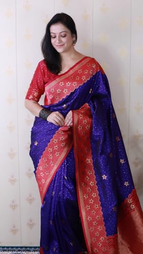 Image of SGF11 Women's Kanjivaram Pure Handloom Soft Silk Saree With Blouse Piece