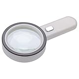 Extra Large 20X Magnifying Glass with 12 Bright LED Lights,XYK Handheld Lighted Magnifier for Reading,Inspection,Exploring,Hobbies and Macular Degeneration (White)