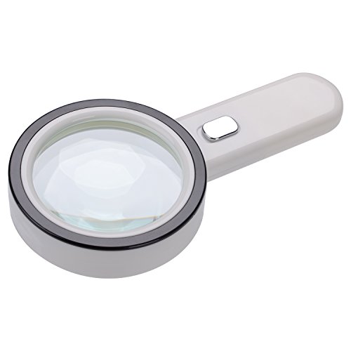 Extra Large 20X Magnifying Glass with 12 Bright LED Lights,XYK Handheld Lighted Magnifier for Reading,Inspection,Exploring,Hobbies and Macular Degeneration (White)