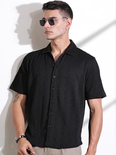 Image of Thomas Scott Men Polyester Blend Solid Oversized Fit Shirt