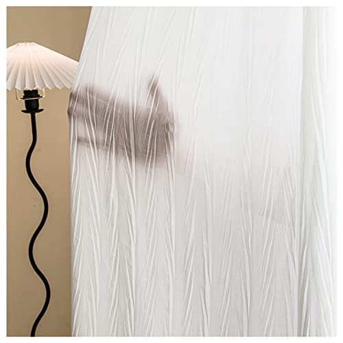 KSTORE Chiffon White Voile Curtains Window Treatment Eyelet/Pencil Pleat Semi Sheer Curtain for Living Room Bedroom Balcony 2 Panels,Hook up,W120xL190cm - Image 3