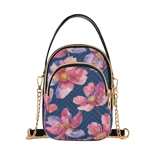 Sac à main tendance femme multi-poches motif imprimé fleurs bleu