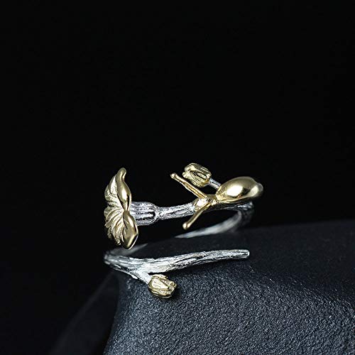 Bague ouverte pour les femmes anneau réglable motif feuille et escargot