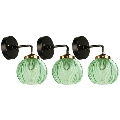 Qufute Glass Globe Bathroom Lighting Fixture OverMirror Emerald Green Shade
