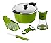KUHN RIKON HOTPAN zestaw startowy zielony, garnek 2 l/18 cm, stal nierdzewna, indukcja, w zestawie tarka ręczna, obieraczka, nóż Swiss, młynek do przypraw, stal nierdzewna