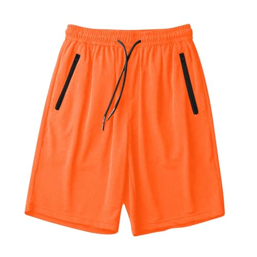 Pantalones cortos deportivos para hombre, pantalones cortos de running para hombre, bermudas de deporte, de malla, pantalones cortos de running casual, bermudas transpirables para el ocio, naranja, S