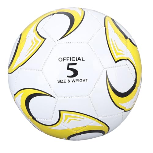 サイズ5サッカーボール、PVCおよびゴム素材、競技トレーニング試験用の公式サイズサッカーボール、ゲーム、トレーニング、公園、芝生遊び用の屋内屋外プレイサッカーボール (黄色)