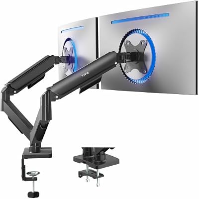 VIVO Dual Monitor Stand, Fully Adjustable Arms for 17 to 32 inch Screens, Mechanical Articulating Desk Mount, Gaming and Office Setups, VESA 75x75, 100x100, Max 19.8 lbs, Classic, Black, STAND-V002O