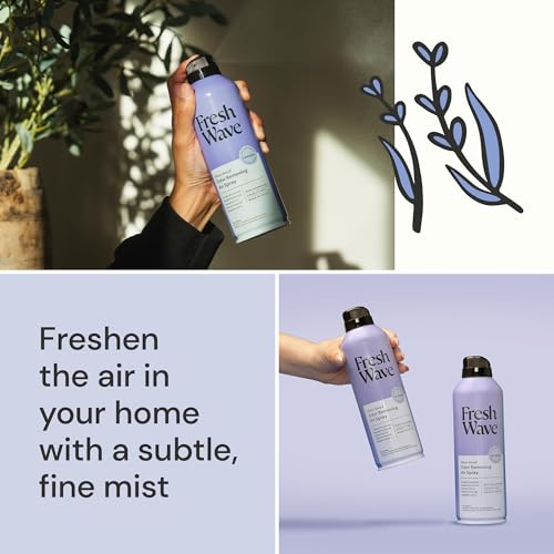 Image of Fresh Wave Lavender Air Freshener Spray, 8 oz, 2-Pack Room Odor Eliminator | Non-aerosol fine mist, Plant oil formula, Paraben- and phthalate-free, Bathroom and pet area safe, Fabric and furniture use