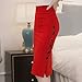 NATHGAM Women's High Waist Pencil Skirt Business Casual Skirt Buttons Stretch Bodycon Knee Length Straight Office Midi Skirt Red