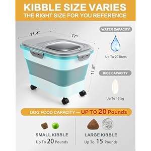 Collapsible Dog Food Container with Casters Scoop and Small Pet Food Container Keeps Up to 20lbs Dry Dog Food Fresh grey Cucciolini Doodles Collapsible dog food container with casters scoop and small pet food container keeps up to 20lbs dry dog food fresh grey cucciolini doodles