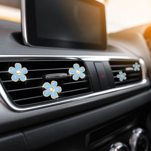 Image of Frienda 6 Pcs Daisy Flower Air Vent Clip Accessories Air Conditioning Outlet Clip Car Freshener Dashboard Accessories Charm Car Inter Decor(Blue)