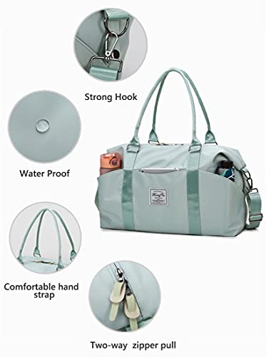 ZUEVI Travel Duffel Bag for Men or Women, Carry on Weekender Overnight Shoulder Bag with Wet Pocket Sports Gym Tote Bag Waterproof (Black) 20" X 7.07" X 11.4"(L x W x H)3