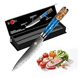 KAZUSHI Küchenmesser, Kochmesser, Allzweckmesser 12.5cm, Hochwertiges Profi Küchenmesser Scharf mit Holzgriffe aus Harz scharfe messer Universal allzweck Messer klein scharfe Klinge