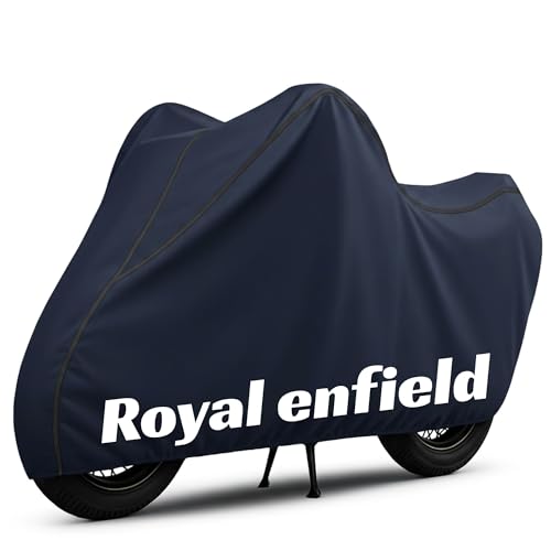 Image of 100% Waterproof R0yal Enfield Bike Cover | Polyester Body Cover for Rain & Sun | UV Protection, Dustproof, Scratch Resistant, Windproof, Heat Resistant, Vehicle Specific Fit (Blue)