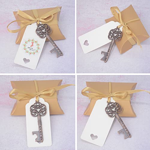 Aokbean 50pcs Vintage Skeleton Key Bottle Openers Wedding Favors Souvenir Gift Set for Guests Pillow Candy Box Escort Thank You Tag French Ribbon ( Antique Copper) - Thumbnail 4