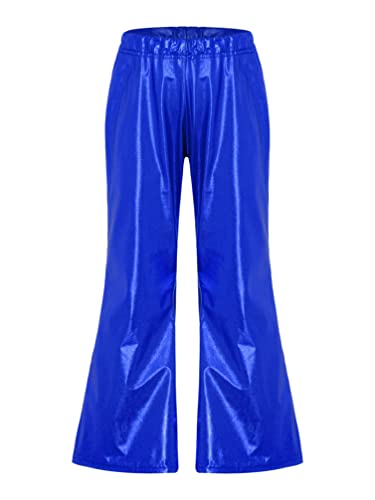 Kids Girls Boys Shiny Metallic Flared Pants Elastic Waistband Hip Hop Jazz Dance Pants Trousers Dancewear