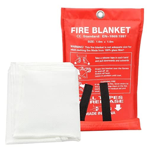 Preisvergleich Produktbild Willkommen Löschdecke, Fiberglas Fire Blanket Fire Emergency Safety Blanket Emergency Survival Cover für Outdoor-Grill, Küche, Kamin, Auto, Büro (1,0X1,0M)