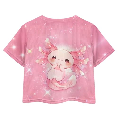 Image of Girls Fashion Crewneck Tee Shirts Casual Short Sleeve Crop Top Summer Outfits 5-14 Years Old