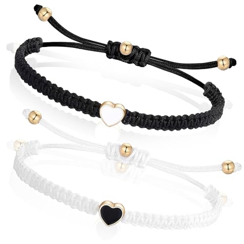 2Pcs Couple Handmade Cord Bracelet Heart Friendship Bracelet String Adjustable Long Distance Matching Bracelets Rope Gift for Couple Boyfriend Girlfriend Best Friend Sister Kids Lovers 2Pcs Couple Handmade Cord Bracelet Heart Friendship Bracelet String Adjustable Long Distance Matching Bracelets Rope Gift for Couple Boyfriend Girlfriend Best Friend Sister Kids Lovers