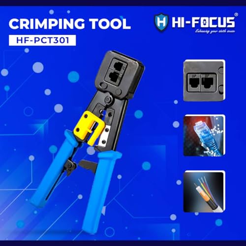 Image of HF-PCT301 RJ45 Crimp Pass-Through Cat5 /Cat5e /Cat6 Heavy Duty Crimping Tool |Manual Crimper|All-in-One Crimper for Pass Through /EZ /Legacy RJ11 /RJ12 /RJ45 connectors.