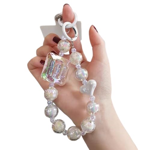 Image of Keychain Mobile Chain Beads Charm Hanging, Phone Pendant Wrist Bracelet Holder | Purse, Camera, Mobile Cover Charm Strap Smartphone Case For Girls Women