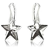 Royal Crystals Sterling Silver Made with Swarovski Crystals Grey Black Star Dangle Leverback Earrings