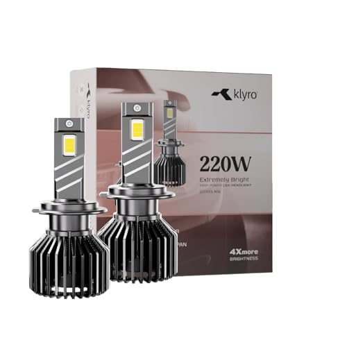 Image of klyro LED Headlight Bulb for Car 220W 22000LM 6000K White Super Bright Plug & Play Waterproof LED Headlamp with Imported Flip Chip Technology for High Visibility Night Driving Pack of 2 (H4 /H19)