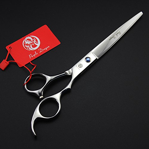 Image of Purple Dragon 8 inch 3 in 1 Professional Pet Grooming Thinning(Silver) | 2 PCS Curved Shear Includes Bag, Stainless Steel, Hair Thinning Scissor /Shear Set, Perfect for Hair Stylist or Home Use