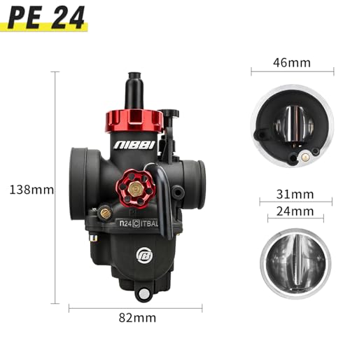 Image of NIBBI 24mm Carburetor with CNC 48mm Air Filter kit,PE24 Carburetor fit for 150cc Pit Bike,Upgrade for SSR150cc Apollo150cc X-PRO150cc Performance Parts