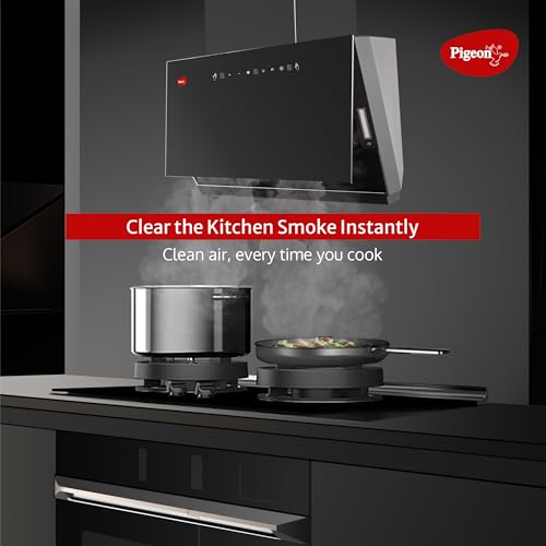 Image of Pigeon Xtream DLX 60 cm BLDC Slant Kitchen Chimney 1500 m3 /hr | Filterless Autoclean Kitchen Chimney | 12 Years Motor and 2 Years Comprehensive Warranty |Black | 9 Speed Touch Control + Motion Sensor