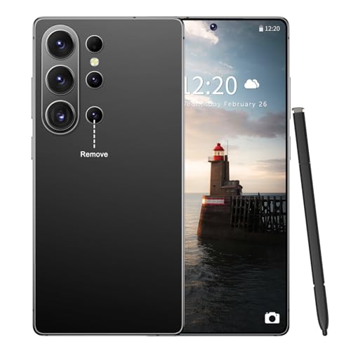 Huness S26 Ultra Unlocked Phone,Built in Pen The Phone,Cell Phone Battery 7000mAh 6.99" HD Screen,Android 15 16+512GB Smartphone,Dual SIM/5G/Face ID/Fingerprint Lock/GPS (Black, 16+512G)