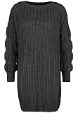 Sublevel Damen Strickkleid mit Ärmel Details Grobstrick Grey L/XL