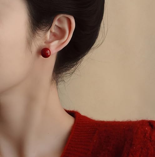 925 Sterling Silver Post Stud Earrings Red Ball Stud Earrings Set Jewelry for Women 8-12MM4
